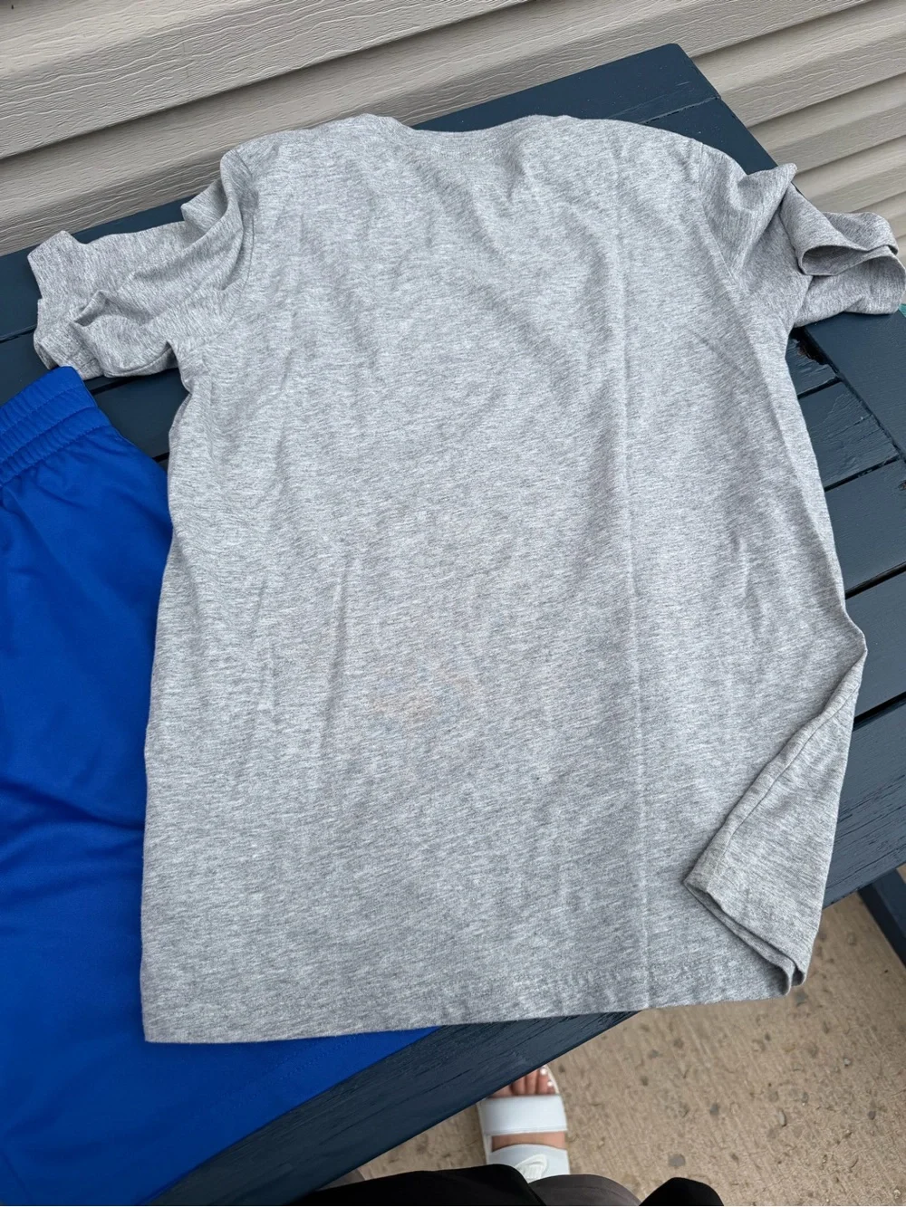adidas Grey Graphic Basketball T-Shirt & Blue Athletic Shorts Kids Matching Set